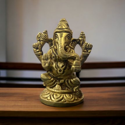 Brass Ganesh small - For car dash & small space