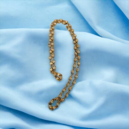 Tulsi Mala white beads with brass metal charms